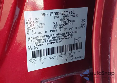 2021 Ford Mustang Mach-E Select from USA, damaged, VIN 3FMTK1SS8MMA27375